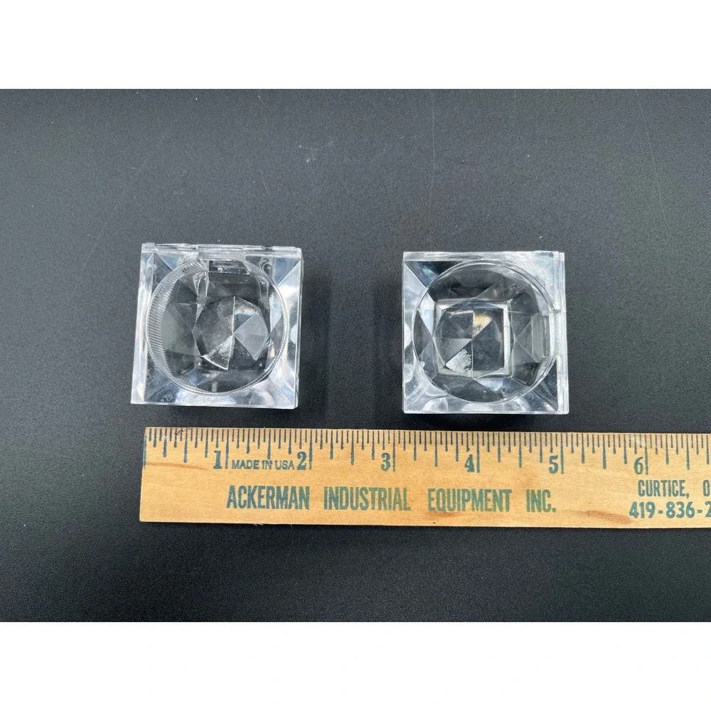 Set of 3 Clear Square Glass Plastic Salt Cellars Salt Dip‎ All Different